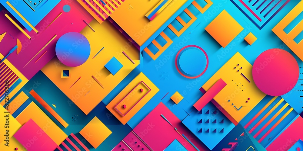 Poster abstract colorful geometric background with retro patterns and shapes, colorful background, vector i