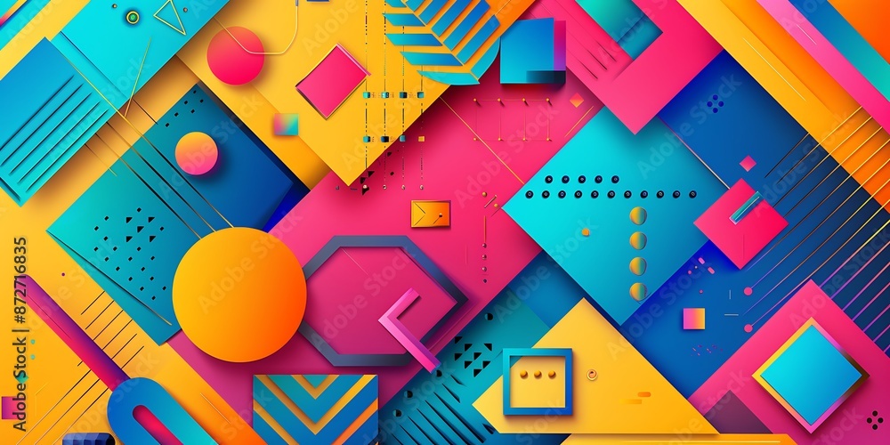 Aufkleber abstract colorful geometric background with retro patterns and shapes, colorful background, vector i