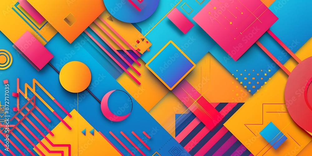 Aufkleber abstract colorful geometric background with retro patterns and shapes, colorful background, vector i