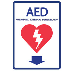 AED,automated external defibrillator aed sign with heart