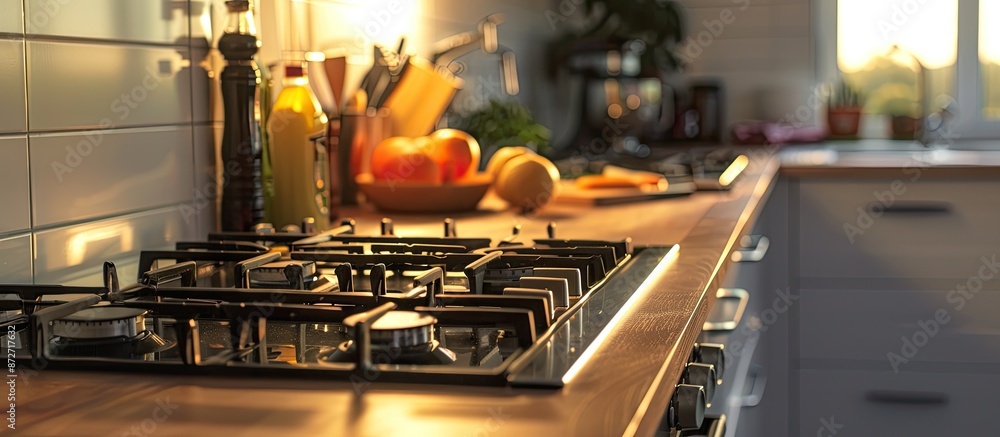 Aufkleber gas stove in the kitchen. with copy space image. place for adding text or design