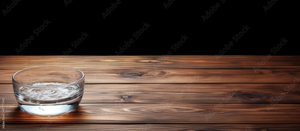 Aufkleber Wooden table with a bowl of transparent water displayed, allowing for text in the copy space image.