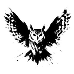 Obraz premium Owl in illustration in brush stroke painting,