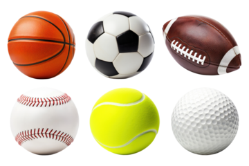 Sport ball png element set, transparent background