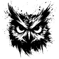 Owl in illustration in brush stroke painting,