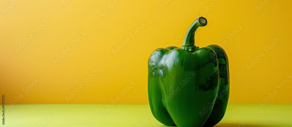 Aufkleber green pepper on pastel background, close up food isolated. with copy space image. place for adding t
