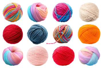 Yarn ball png element set, transparent background