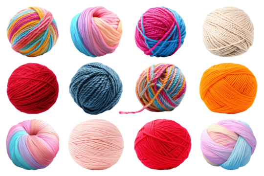 Yarn ball png element set, transparent background