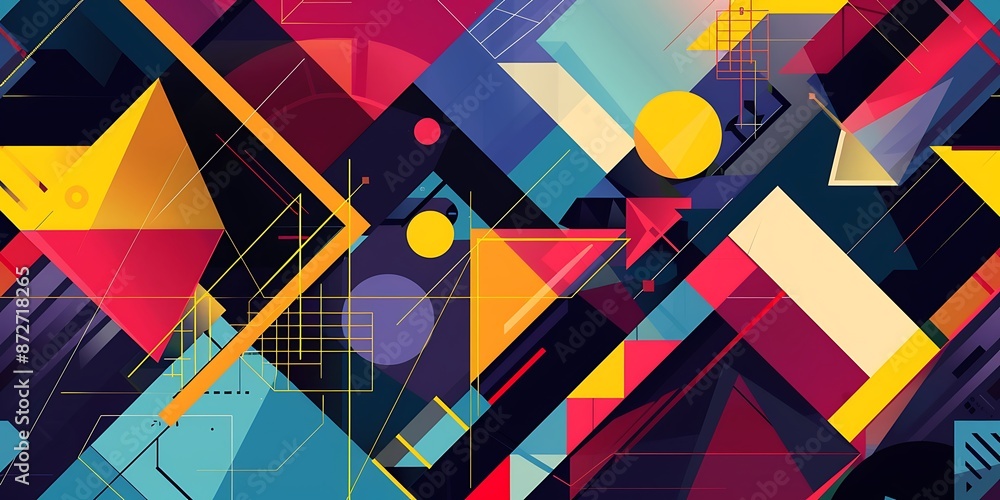 Poster abstract colorful geometric background with retro patterns and shapes, colorful background, vector i