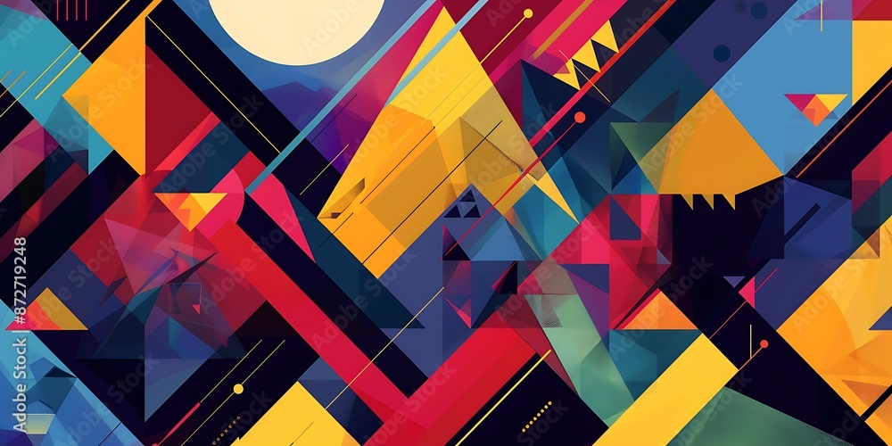 Aufkleber abstract colorful geometric background with retro patterns and shapes, colorful background, vector i