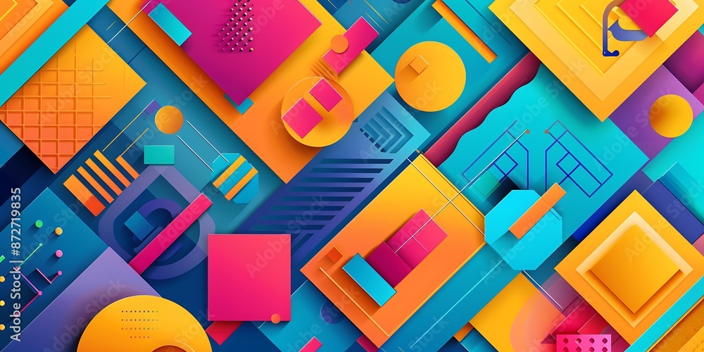 Aufkleber abstract colorful geometric background with retro patterns and shapes, colorful background, vector i