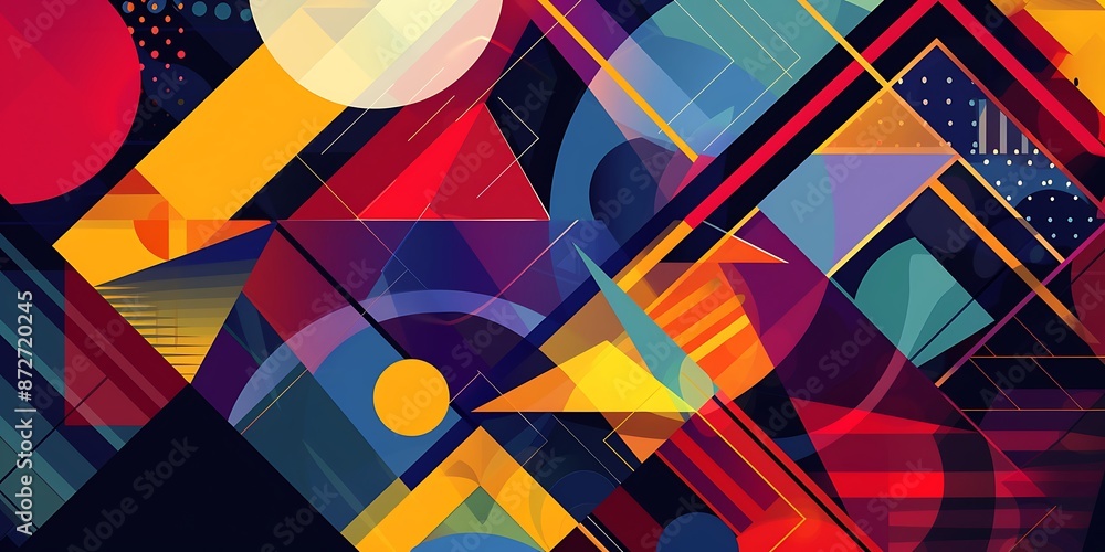 Aufkleber abstract colorful geometric background with retro patterns and shapes, colorful background, vector i