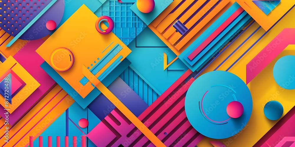 Aufkleber abstract colorful geometric background with retro patterns and shapes, colorful background, vector i