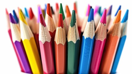 Fototapeta premium A vibrant assortment of colorful pencils arranged closely together, perfect for artistic creativity and education-related projects.