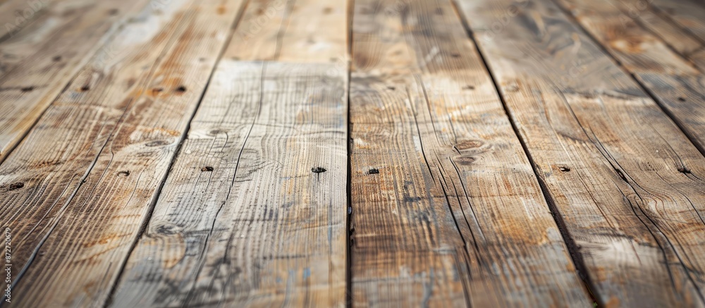Poster wooden table made of light-colored planks providing a textured copy space image for design.