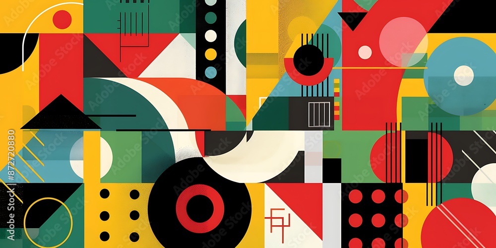Aufkleber abstract colorful geometric background with retro patterns and shapes, colorful background, vector i