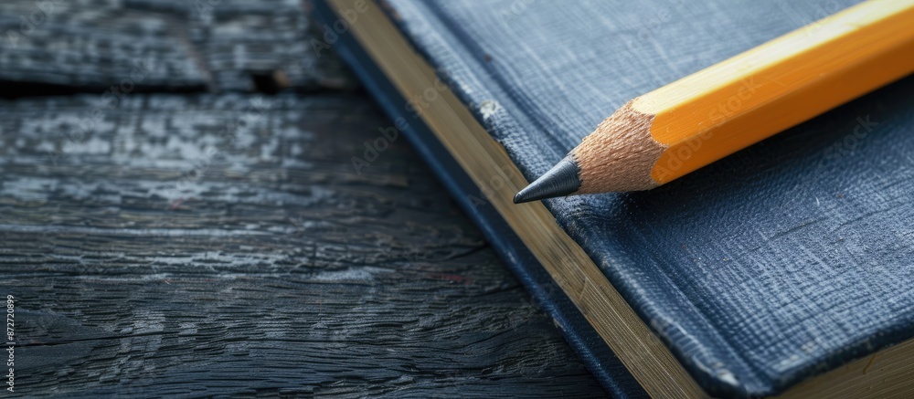 Aufkleber a pencil beside a book with copy space image for your message.