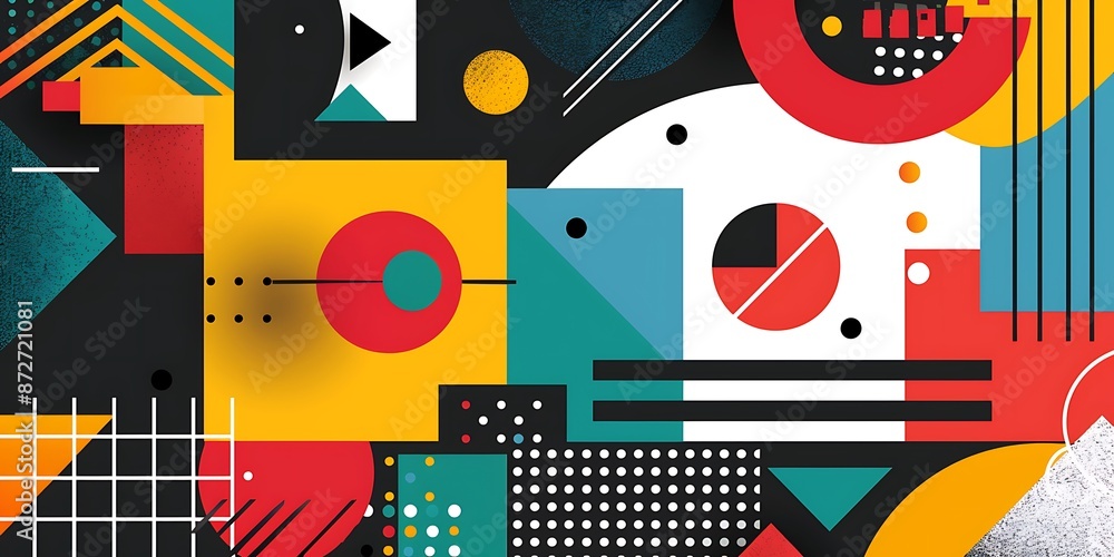 Aufkleber abstract colorful geometric background with retro patterns and shapes, colorful background, vector i