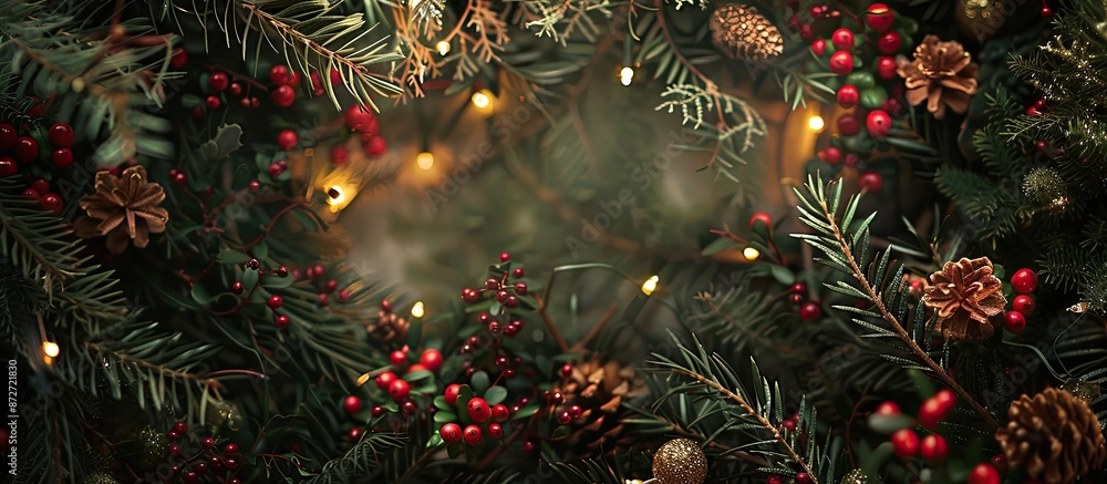 Aufkleber nobilis branches adorned with a radiant garland, creating an elegant festive arrangement with copy s