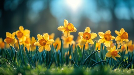 Obraz premium Beautiful Daffodil Flowers in Bloom - Generative AI