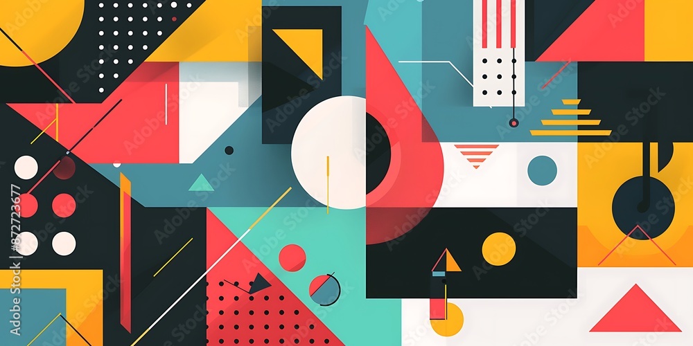 Aufkleber abstract colorful geometric background with retro patterns and shapes, colorful background, vector i