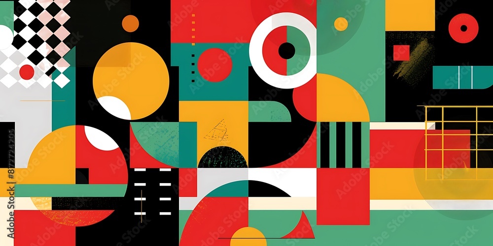 Aufkleber abstract colorful geometric background with retro patterns and shapes, colorful background, vector i