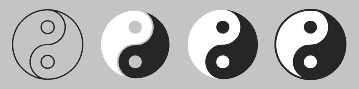 Yin Yang symbol of balance and harmony. Yin-Yang set of flat simple vector icons collection for web and apps