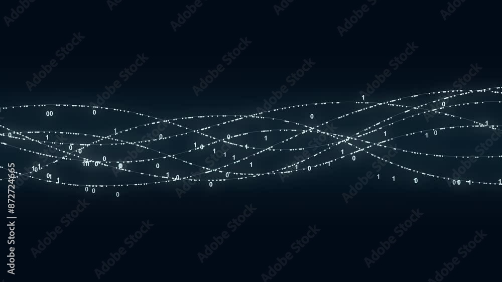 Fototapete Abstract digital dot line particle data background connecting technology concept.