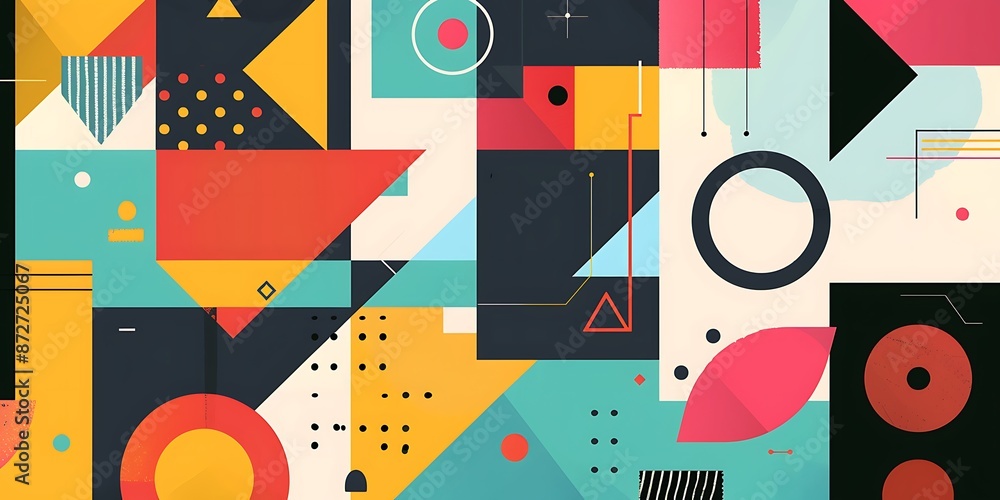 Aufkleber abstract colorful geometric background with retro patterns and shapes, colorful background, vector i