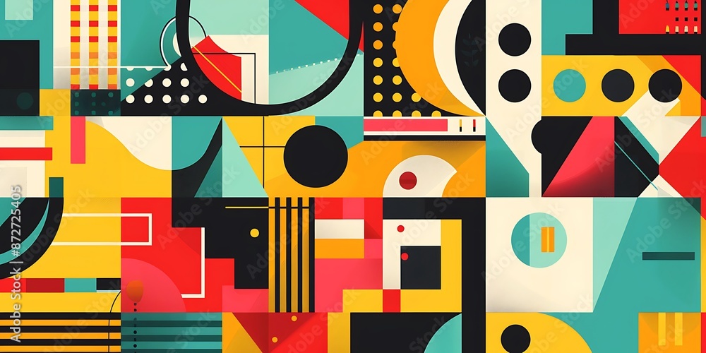 Aufkleber abstract colorful geometric background with retro patterns and shapes, colorful background, vector i