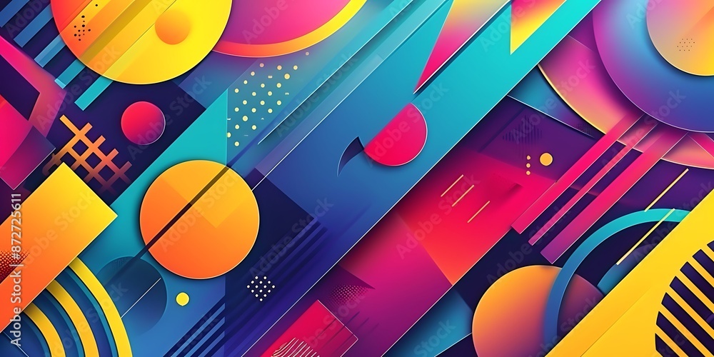 Aufkleber abstract colorful geometric background with retro patterns and shapes, colorful background, vector i