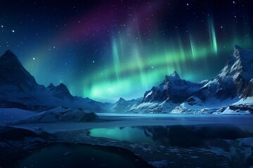 Fototapeta premium a night view of the north pole with generative ai