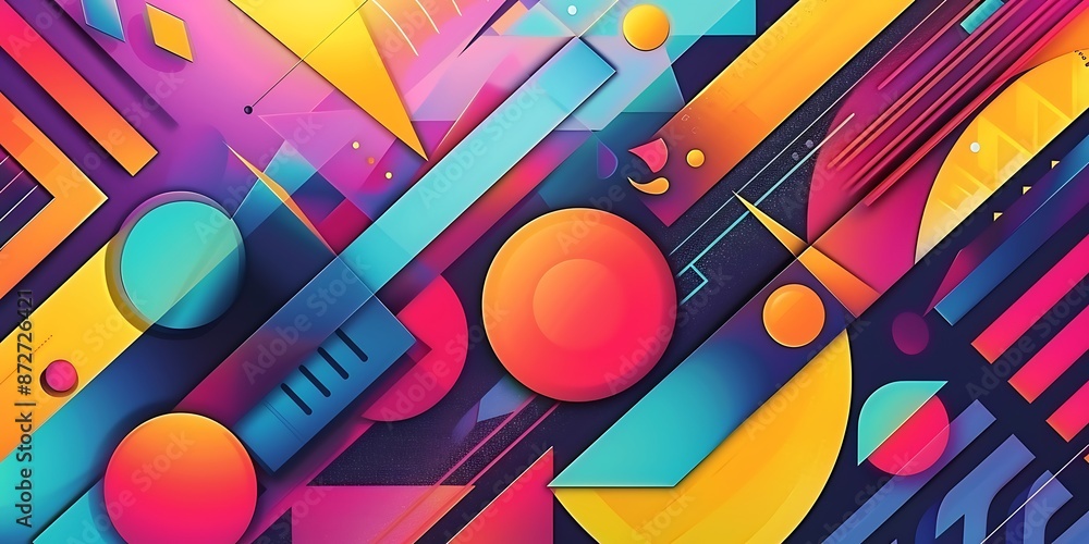 Aufkleber abstract colorful geometric background with retro patterns and shapes, colorful background, vector i