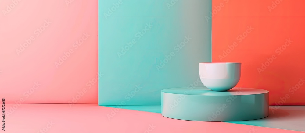 Fototapete minimalistic concept with a pastel color background and copy space image included.