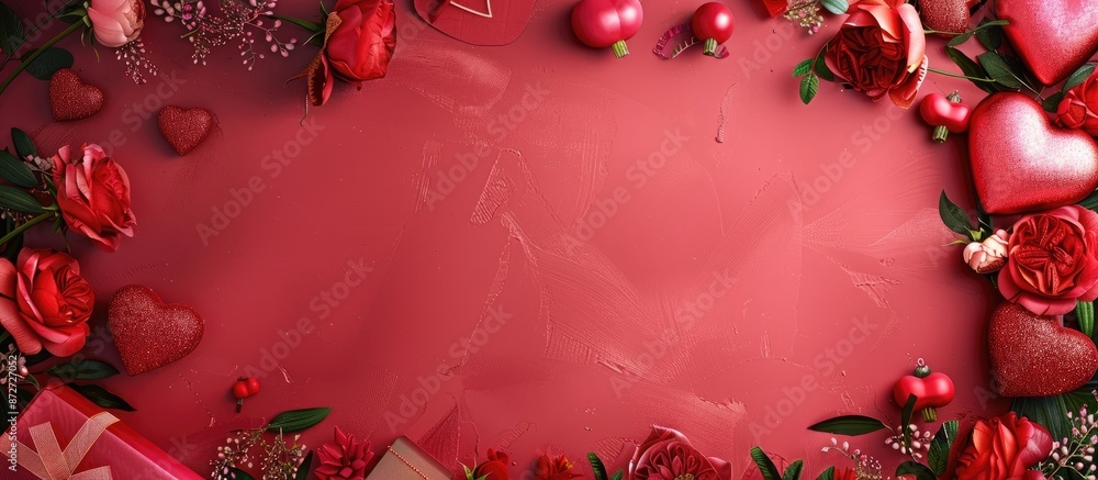 Aufkleber a top-down view for placing ads on valentine's day with ample copy space image available.