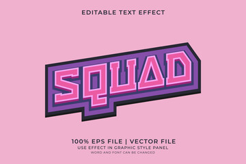 3d text effect Squad editable vector. Text effect about game, community, team, and squad logo