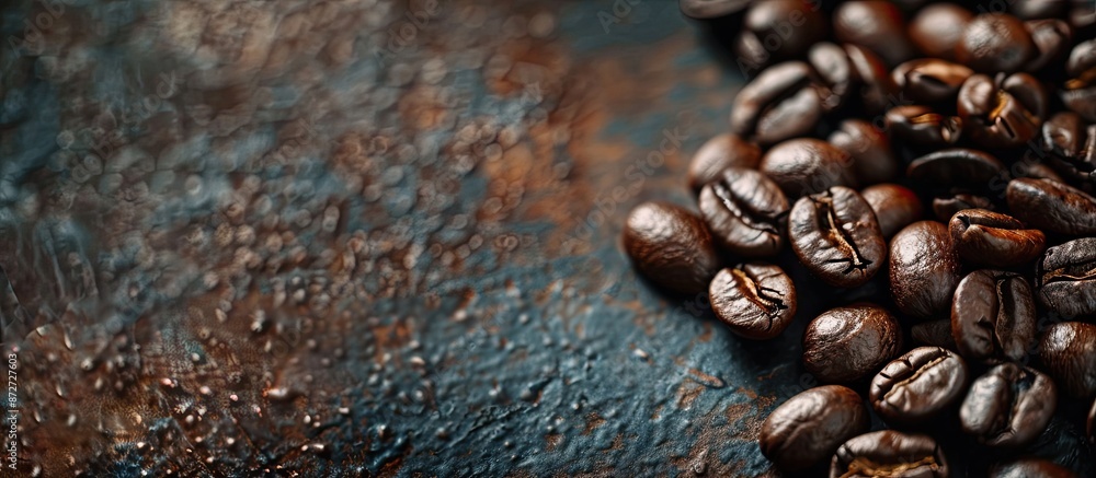 Poster Coffee beans roasted and ready to use as a copy space image.