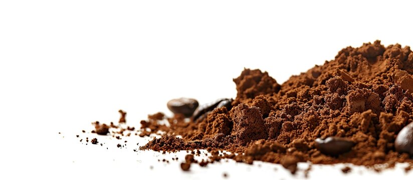 Isolated on a white background, an instant coffee powder with copy space image.