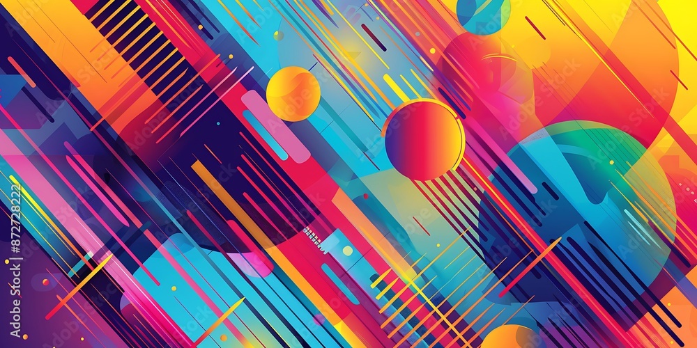Poster abstract colorful geometric background with retro patterns and shapes, colorful background, vector i