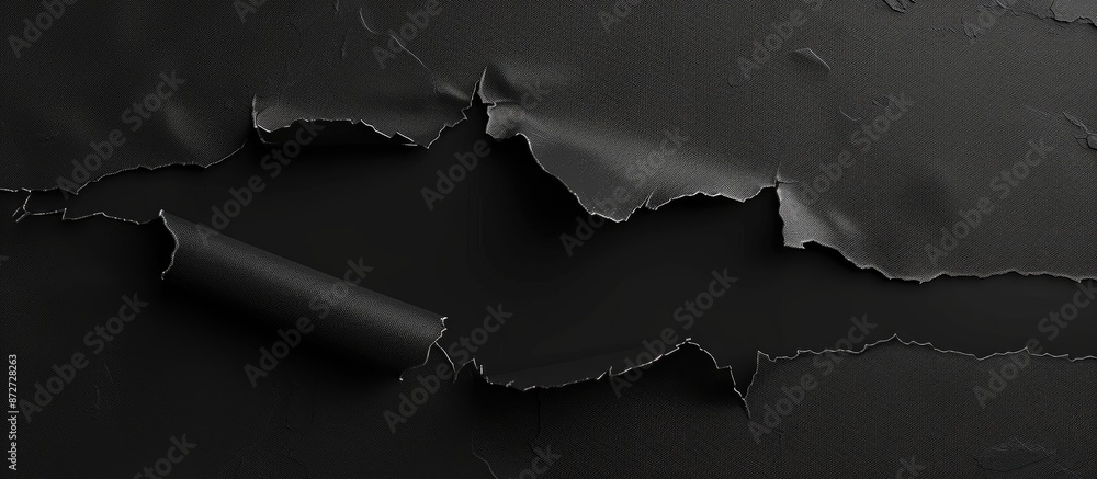 Poster black paper with a torn hole and rip on a transparent background, perfect for overlaying a copy spac