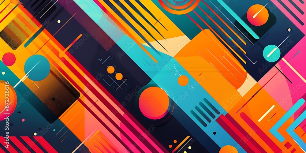 Aufkleber abstract colorful geometric background with retro patterns and shapes, colorful background, vector i