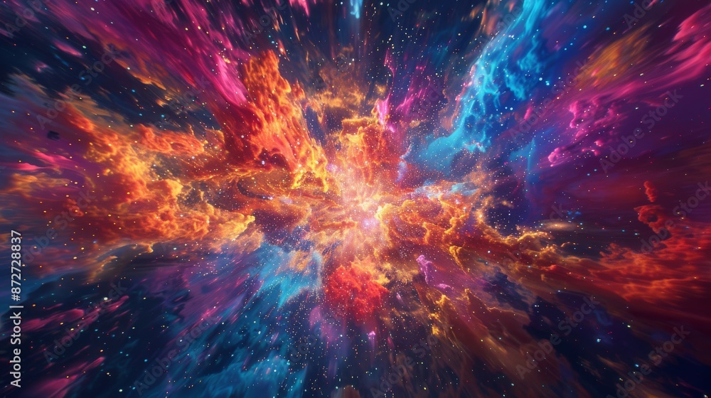 Poster Cosmic Nebula with Exploding Stars
