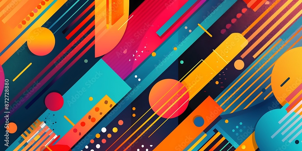Aufkleber abstract colorful geometric background with retro patterns and shapes, colorful background, vector i