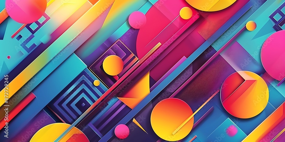 Aufkleber abstract colorful geometric background with retro patterns and shapes, colorful background, vector i