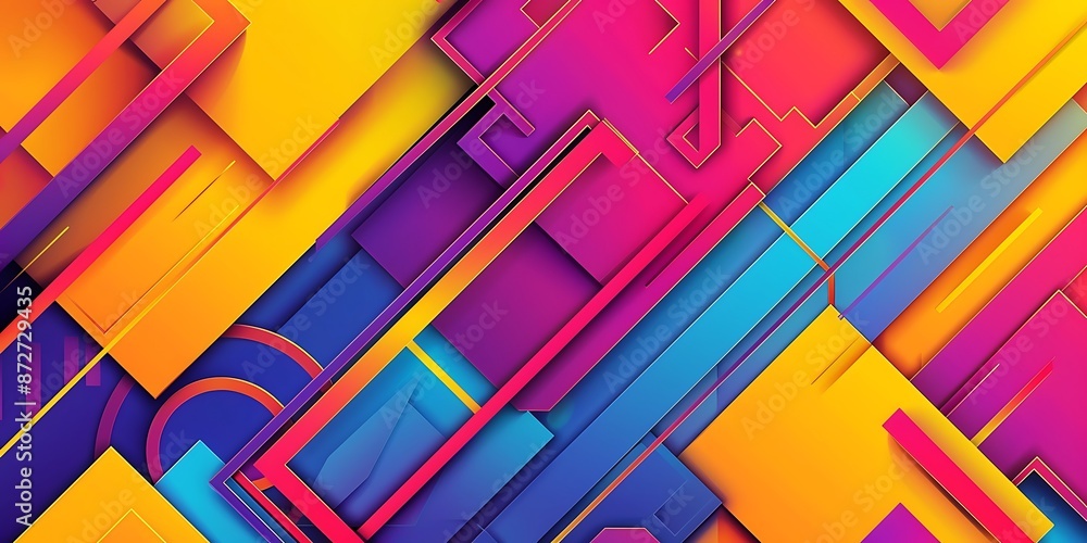 Aufkleber abstract colorful geometric background with retro patterns and shapes, colorful background, vector i