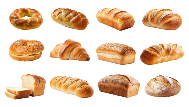 Bakery bread png cut out set