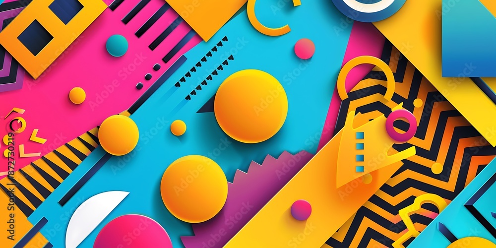 Aufkleber abstract colorful geometric background with retro patterns and shapes, colorful background, vector i