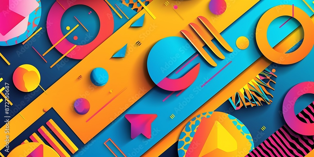 Aufkleber abstract colorful geometric background with retro patterns and shapes, colorful background, vector i