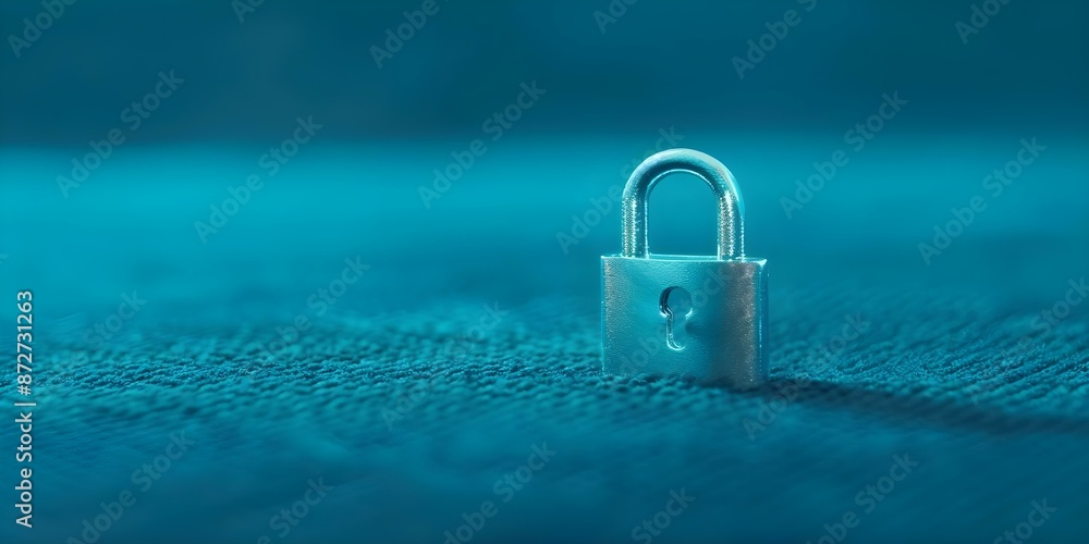 Poster icon of a digital padlock representing cyber security and safeguarding against cyber attacks. concep
