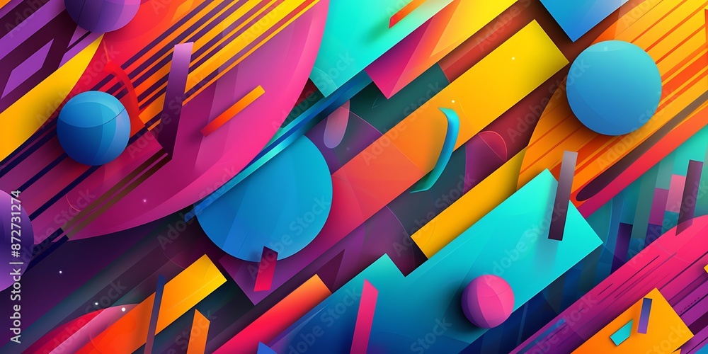 Poster abstract colorful geometric background with retro patterns and shapes, colorful background, vector i